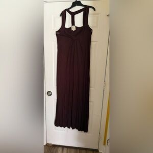 PINK ROSE Brown Sleeveless Empire Waist Crisscross V-neck Maxi Dress, Size XL